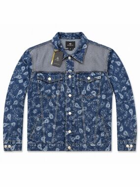 Paisley Print Denim Trucker Jacket NWT Size M